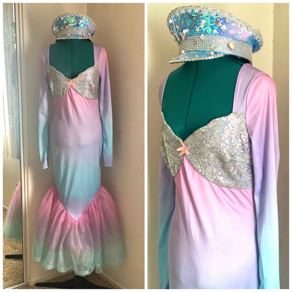 MERMAID  PASTEL PINK BLUE MERMAID HALLOWEEN DRESS
